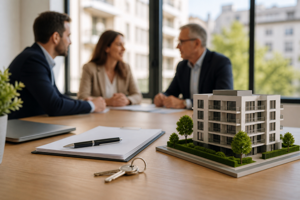 Conseil syndical copropriété Lyon en réunion avec le syndic pour la gestion d’un immeuble